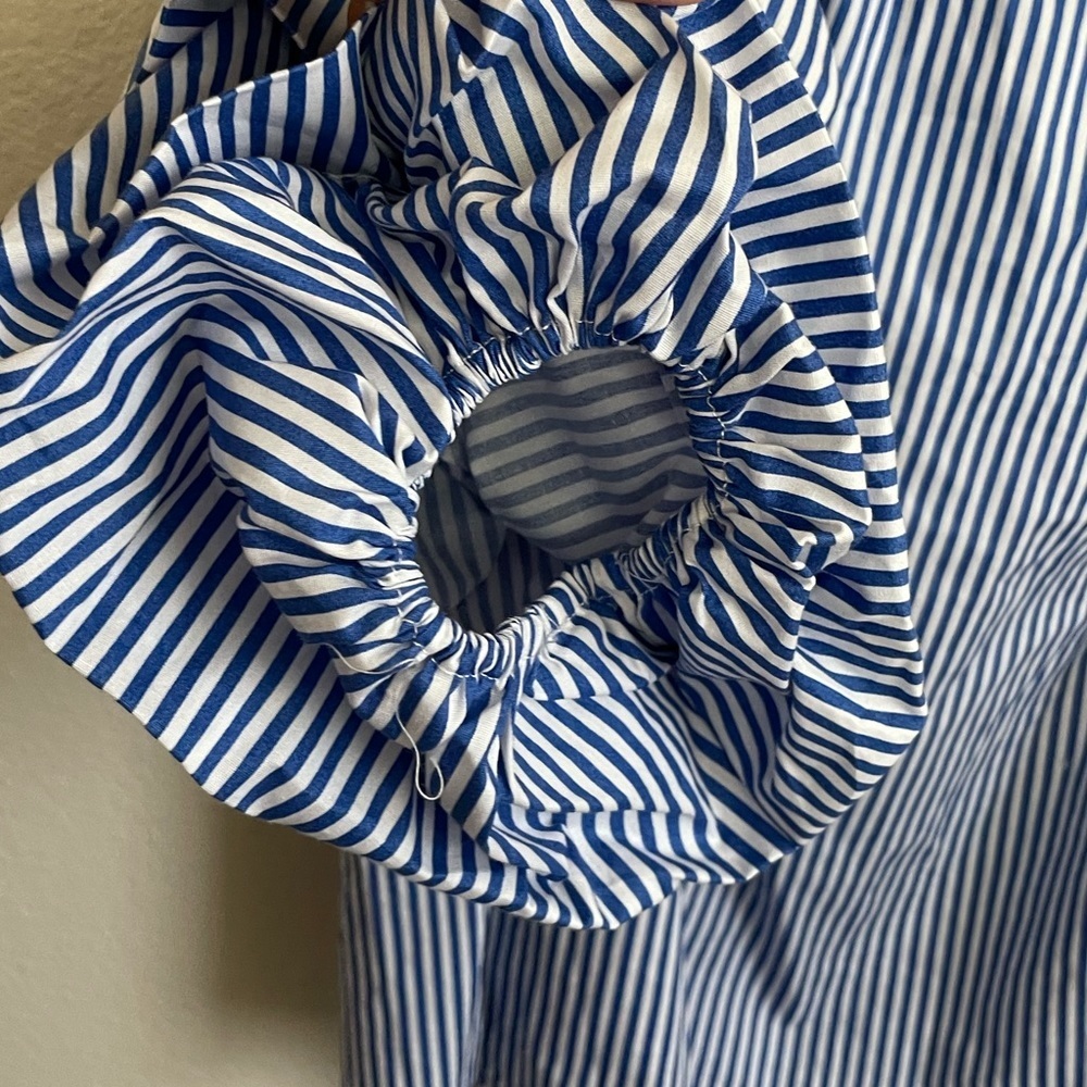 Ambiance Blue and White Striped Blouse - Picture 6 of 8